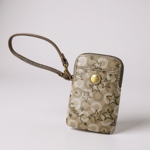 Y2k Coach Waverly Snow Queen Star Mini Card Phone Camera Holder Wristlet Pouch - Picture 1 of 9